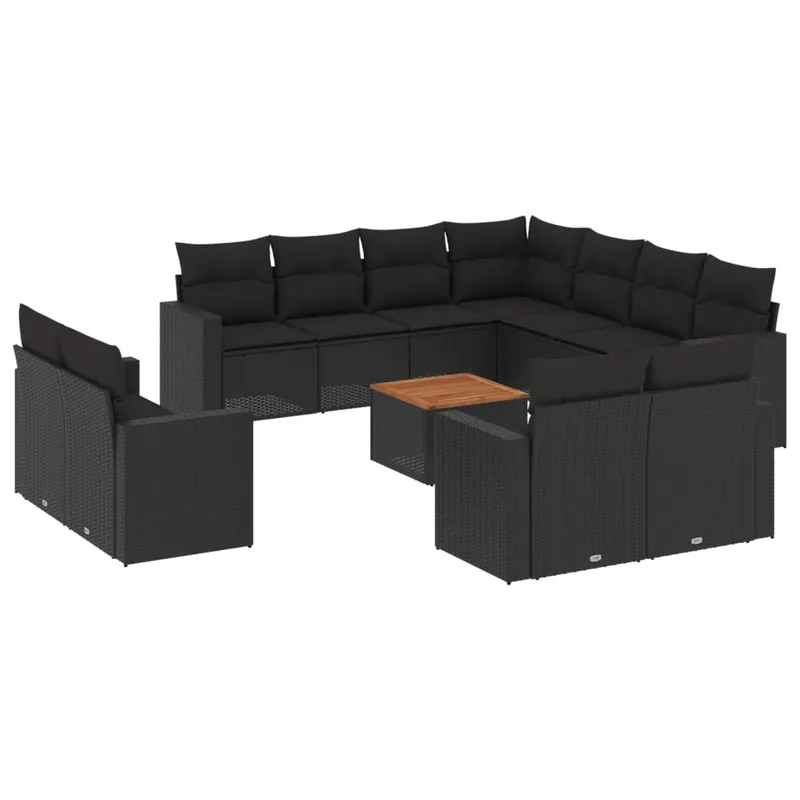 vidaXL Set de sofás de jardín 12 pzas y cojines ratán sintético marrón
