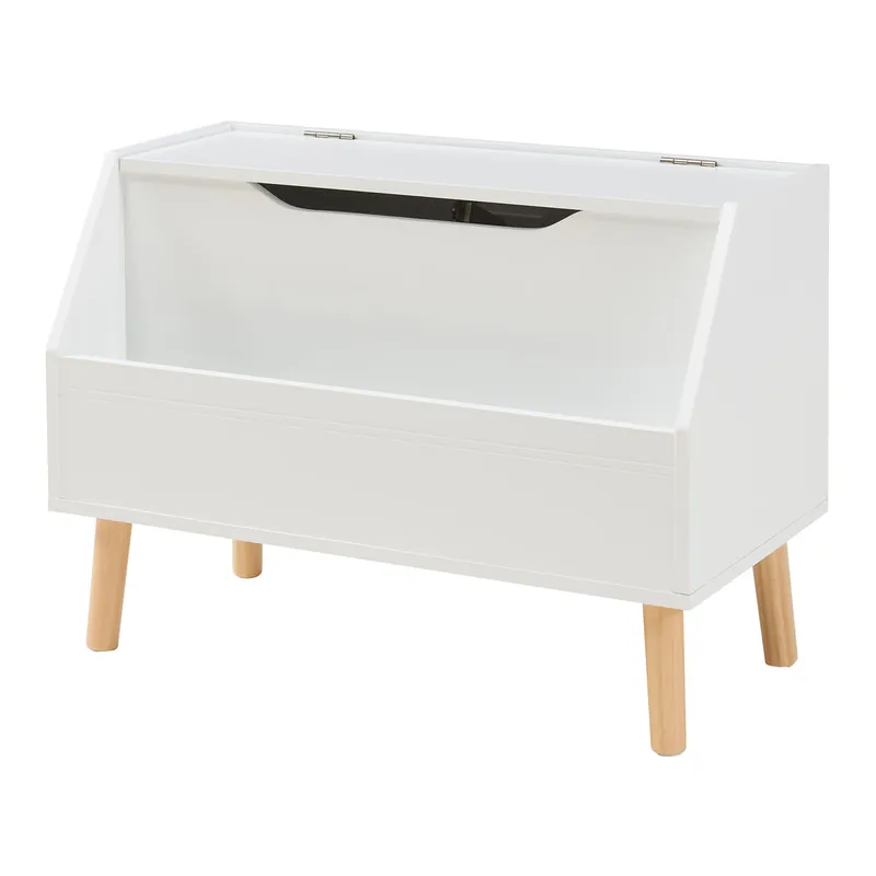 Juguetero Aavanrar con tapa MDF 60x30x43cm - Blanco [en.casa]
