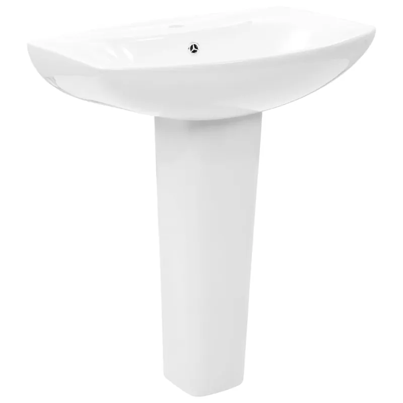vidaXL Lavabo de pie de cerámica blanco 650x520x200 mm - Baño