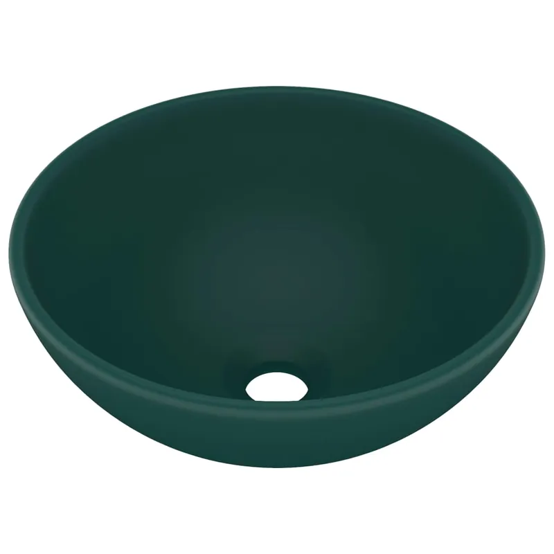 vidaXL Lavabo de lujo redondo cerámica gris claro mate 32,5x14 cm - Baño