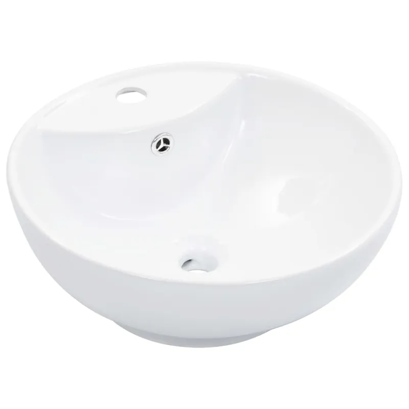 vidaXL Lavabo con rebosadero 46,5x18 cm cerámica blanco - Baño