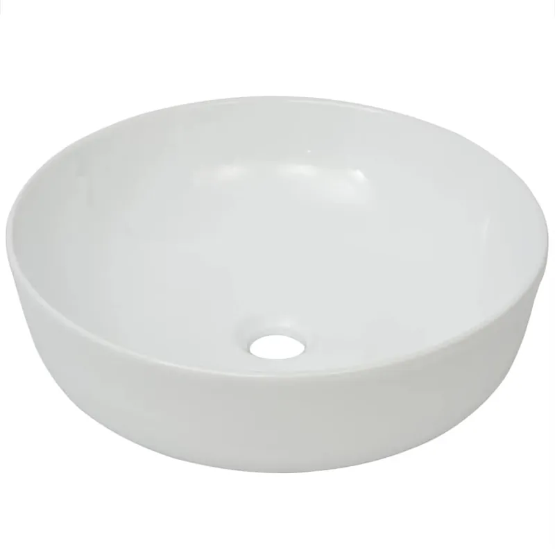 vidaXL Lavabo redondo de cerámica negro 41,5x13,5 cm - Baño