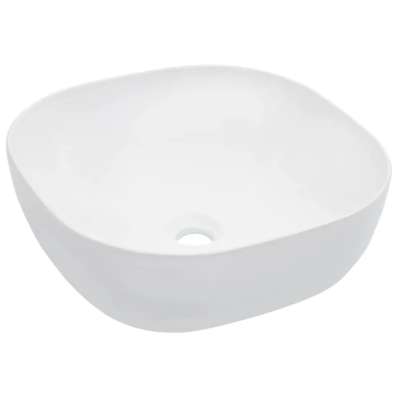 vidaXL Lavabo 42,5x42,5x14,5 cm cerámica blanco - Baño