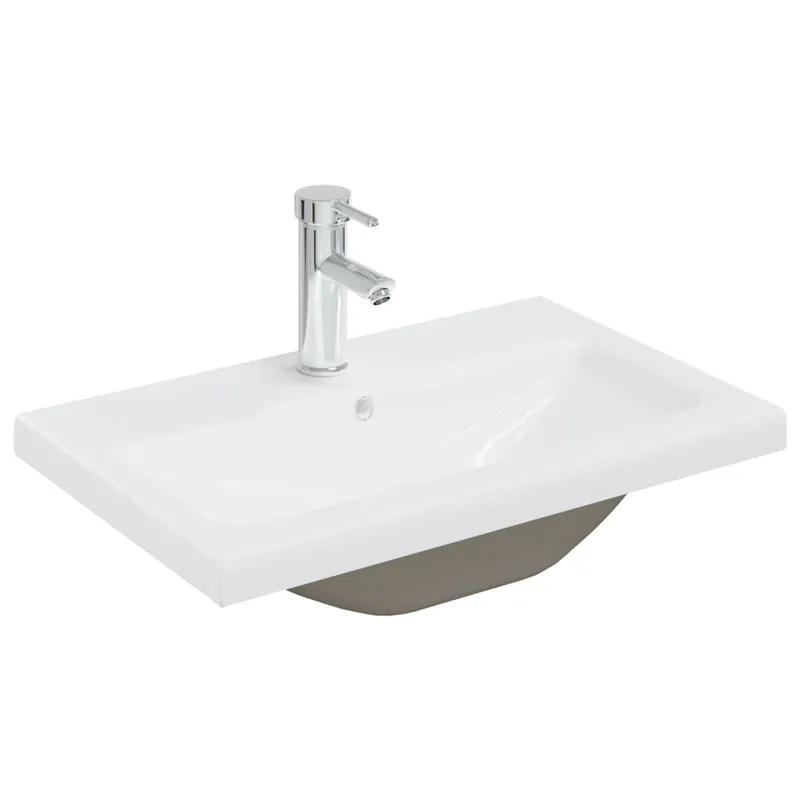 vidaXL Lavabo empotrado con grifo cerámica blanco 61x39x18 cm - Baño