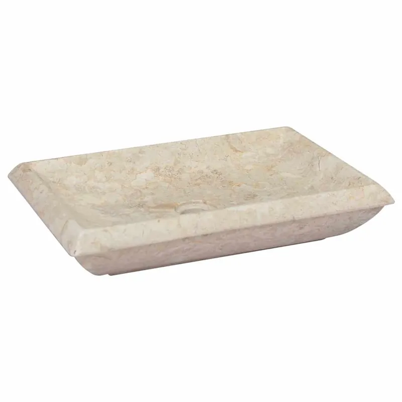 vidaXL Lavabo crema mármol 50x35x10 cm - Baño