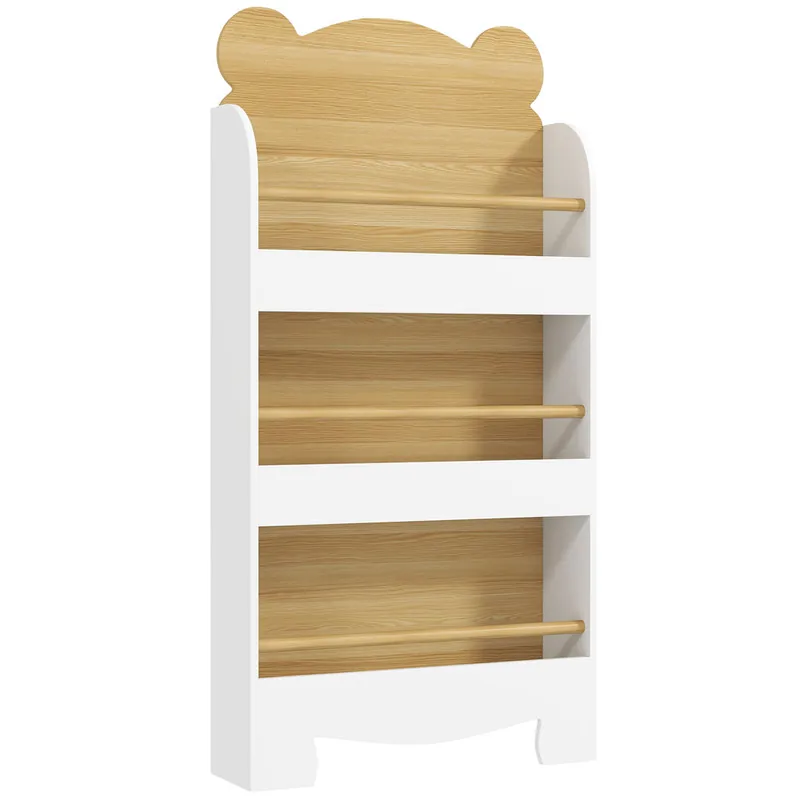 AIYAPLAY Librería Infantil de 3 Niveles Estantería para Libros Infantil Diseño de Osito para Sala de Juegos Dormitorio Guardería Natural - Muebles