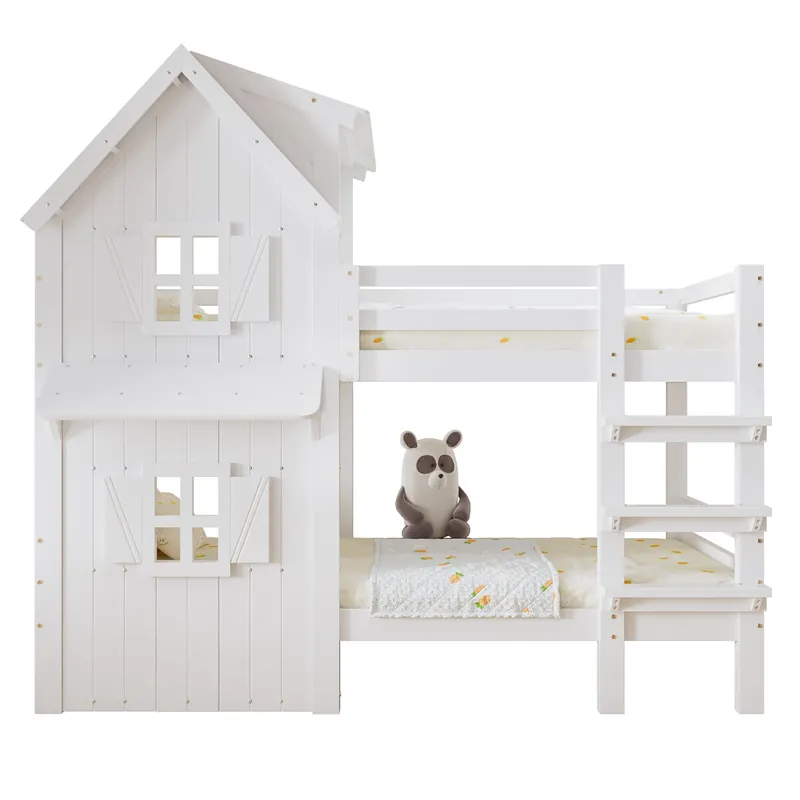 Litera infantil de madera de pino 90x200cm,blanco - Descanso