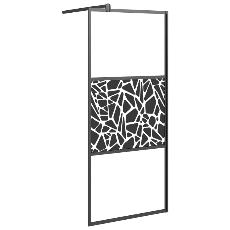 vidaXL Mampara ducha vidrio esmerilado diseño piedras negro 90x195 cm - Baño