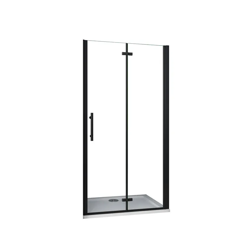 AICA Mampara de ducha dos hojas plegables vidrio easyclean 5mm,perfil negro,(686-716)x1900mm