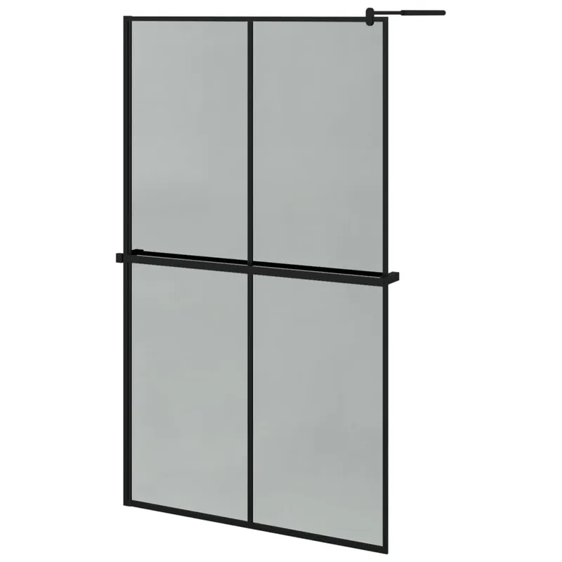 vidaXL Mampara ducha con estante vidrio ESG y aluminio negro 100x195cm - Baño