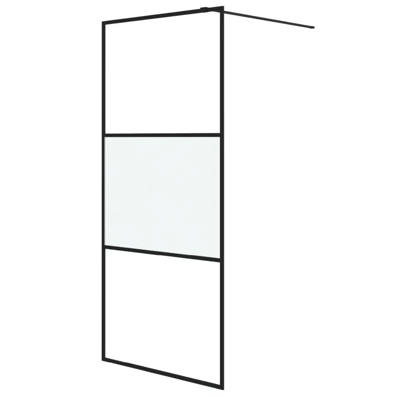 vidaXL Mampara de ducha vidrio ESG semiesmerilado negro 80x195 cm - Baño