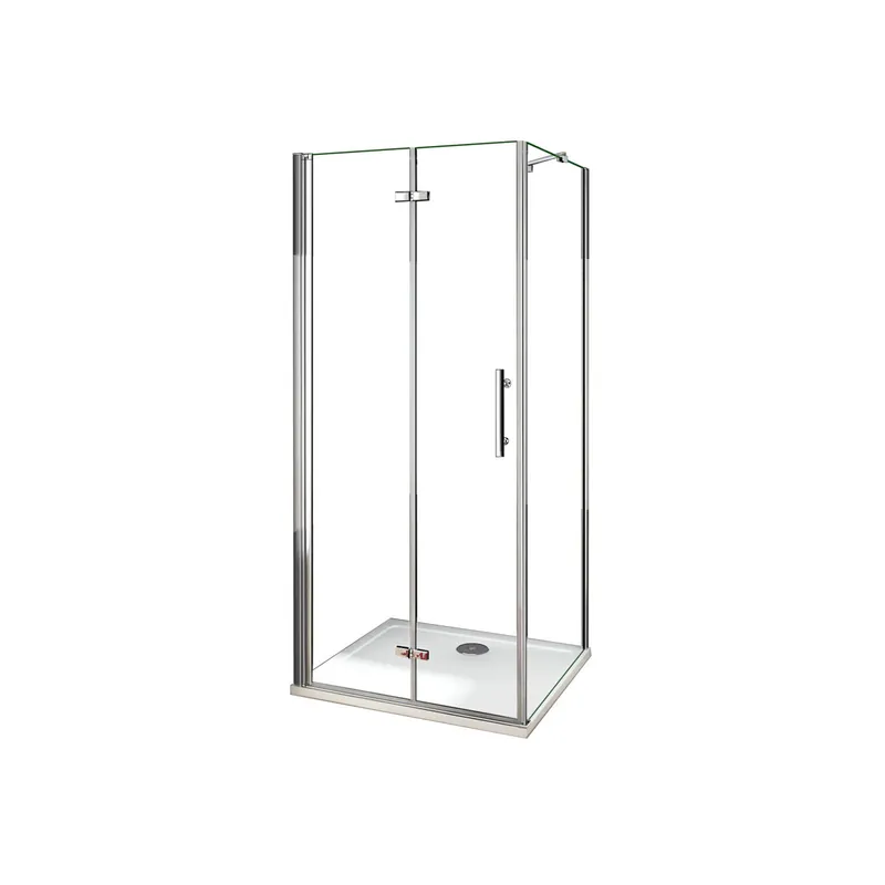 AICA Mampara de ducha plegable+panel lateral,barra 45cm,cromado,vidrio antical 6mm,70x90x185cm - Baño