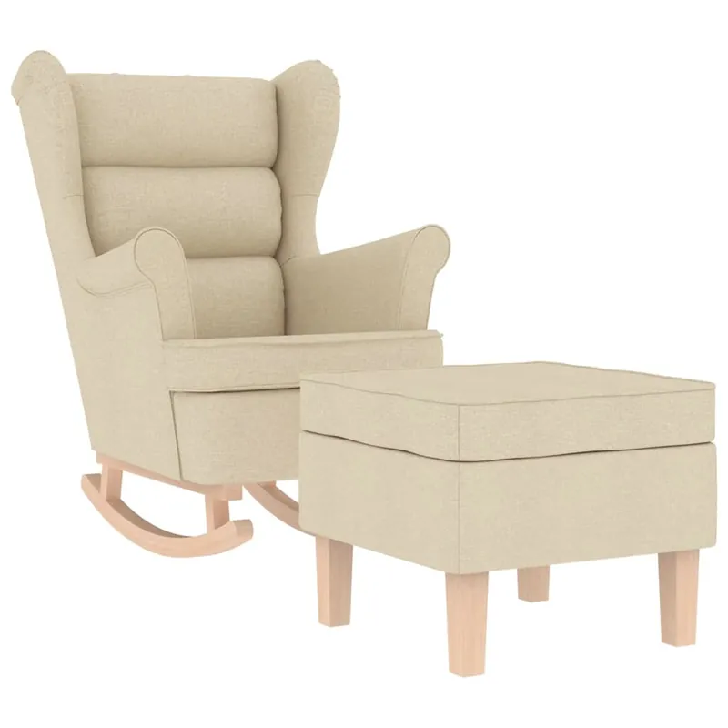 vidaXL Sillón mecedora con taburete tela verde oscuro - Sofás sillones puffs