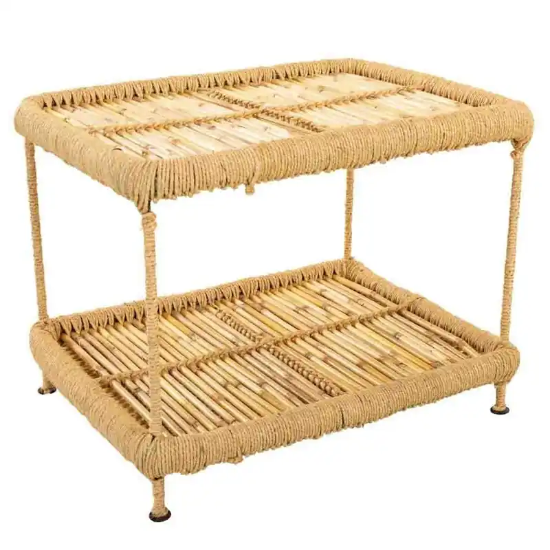 Sesa de centro de bambú y metal marrón 49x38x37 - Bebé