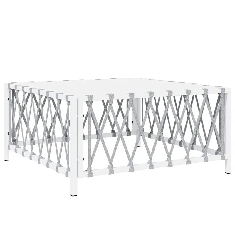 vidaXL Mesa de jardín tela tejida blanco 70x70x34 cm