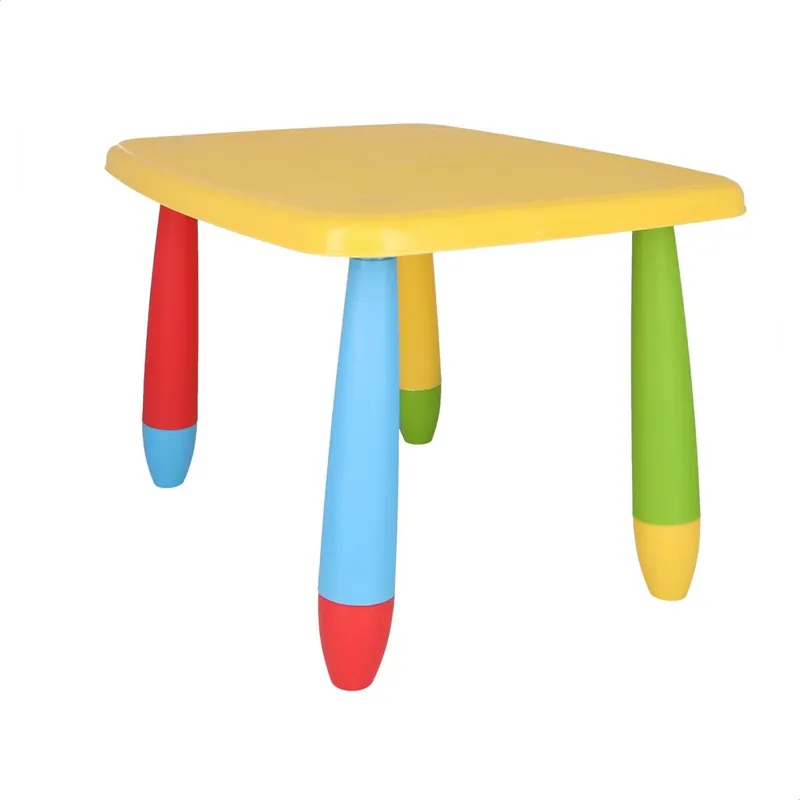 Mesita infantil rectangular amarilla, en plástico, L:73 cm x F:58 cm x H:48 cm - Bebé