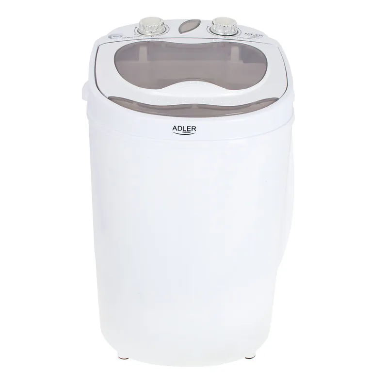 Adler AD 8055 Mini Lavadora Centrifugadora Portátil, 3Kg Lavado, Programa Lavado 15min para Camping Caravanas, 150, Blanco - Electrodomésticos