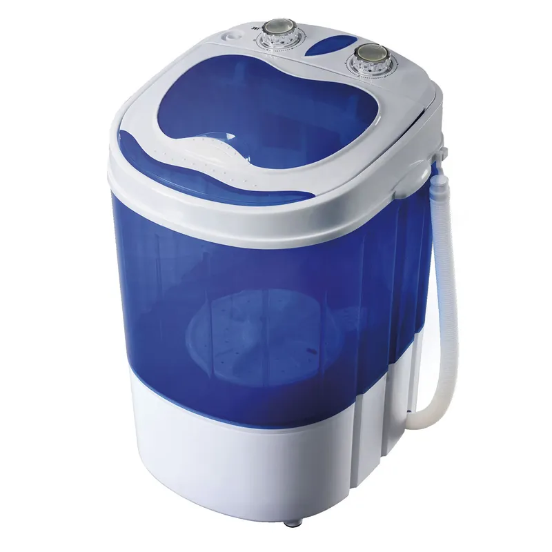 Briebe WM1111 Mini Lavadora Portátil con Centrifugado, Camping, Capacidad Ropa 3Kg, Ideal Viajes, Camper, 150, Blanco/azul - Electrodomésticos