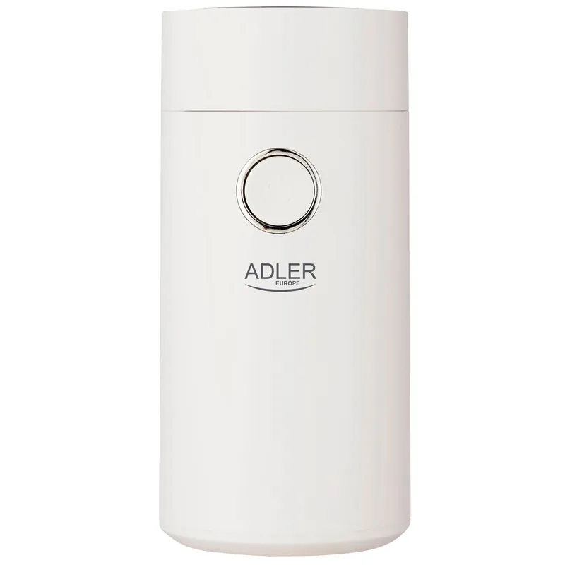Adler AD4446-WS Molinillo Café Eléctrico Especias, Semillas, Capacidad 75g Cuchillas Acero Inox. Tapa Hermética, 150, Blanco