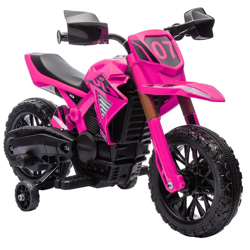 AIYAPLAY Moto Eléctrica para Niños de +3 Años Moto de Batería 12V para Niños con Ruedas de Entrenamiento Acelerador en Puño y Bocina Carga 30 kg Rosa - Electrónica