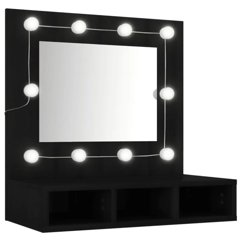 vidaXL Mueble con espejo y luces LED gris hormigón 60x31,5x62 cm - Baño