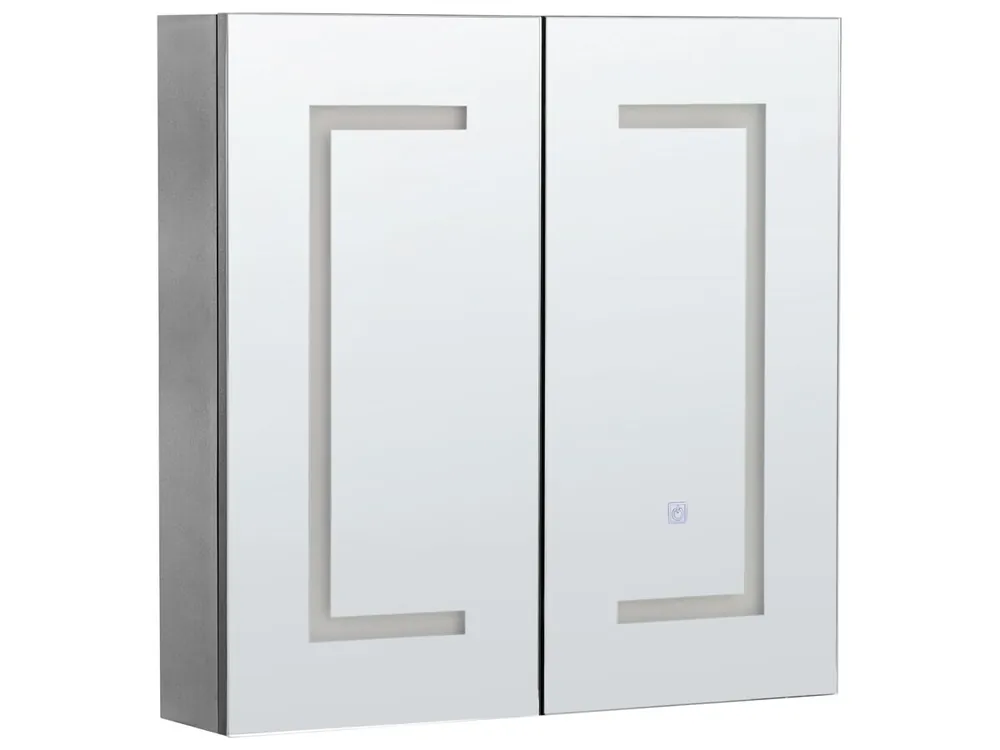 Armario con espejo de pared para baño LED MAZARREDO 60 cm 60 cm Negro