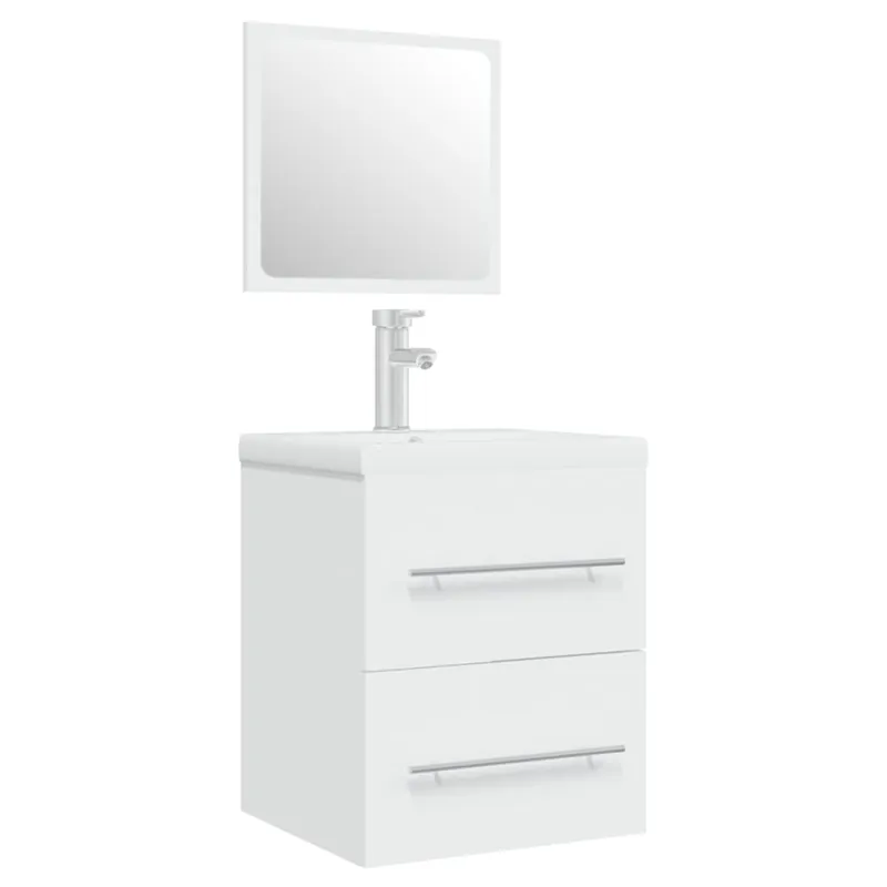 vidaXL Mueble de baño con lavabo madera contrachapada blanco