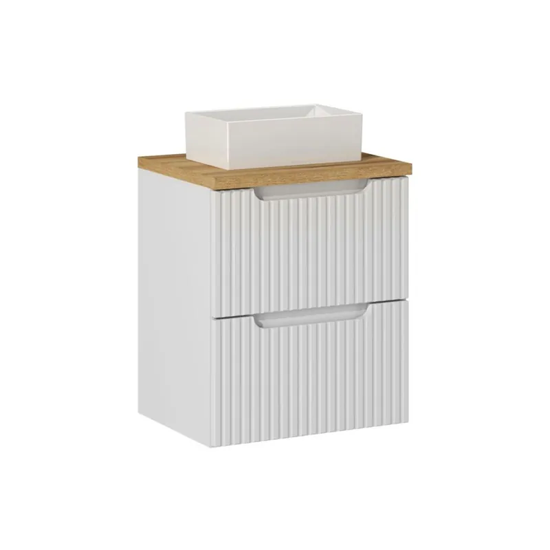 Mueble lavabo individual 50cm 2 cajones Riva Blanco y Madera - Baño