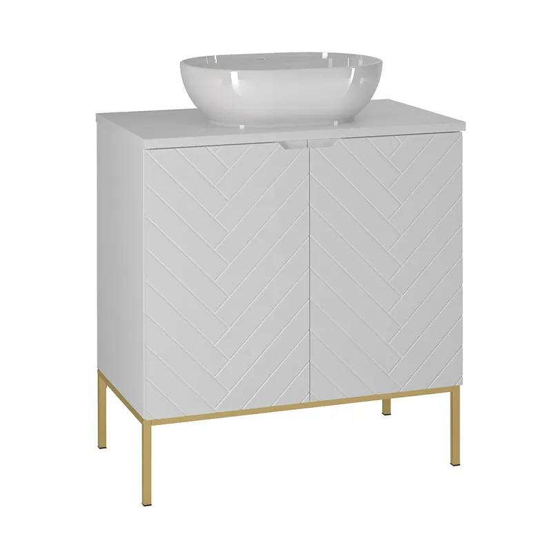 Mueble lavabo individual 80cm 2 puertas sobre patas Daria Cachemira - Baño