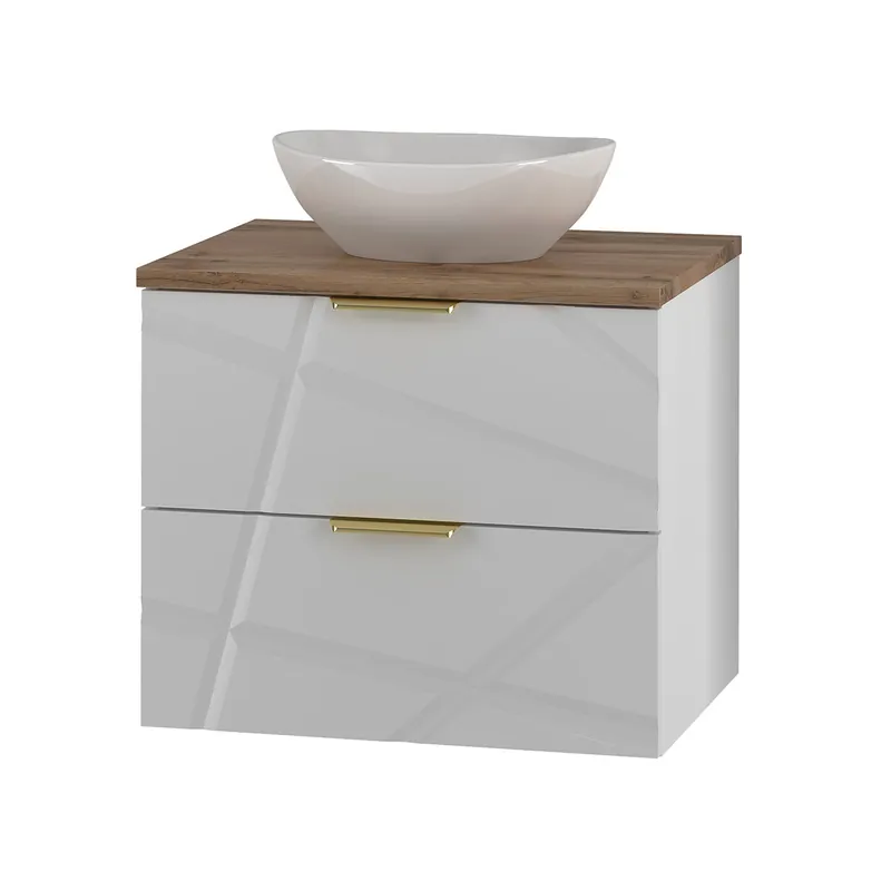 Mueble lavabo individual 60cm Aurora Blanco y Madera - Baño