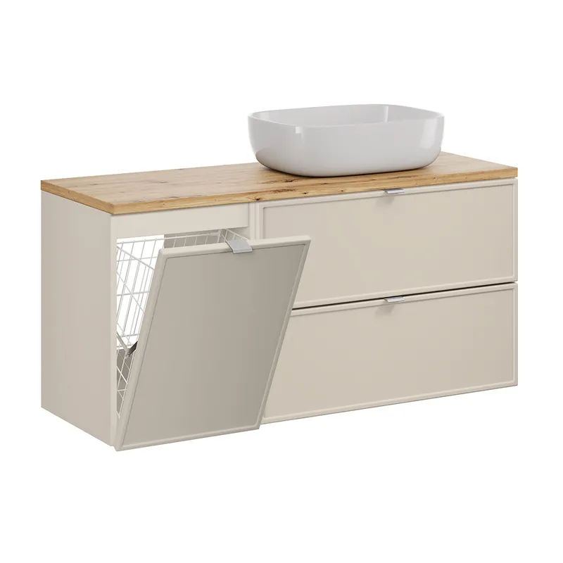 Mueble lavabo individual 120cm cesto de ropa Alba Cachemira - Baño