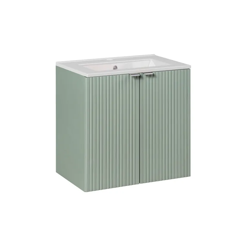 Mueble lavabo individual encastrado 60cm 2 puertas Jade Verde - Baño