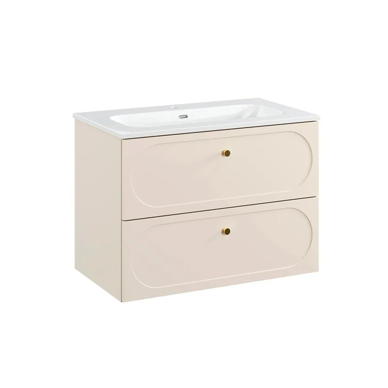Mueble lavabo individual encastrado 80cm Sanae Beige arena - Baño