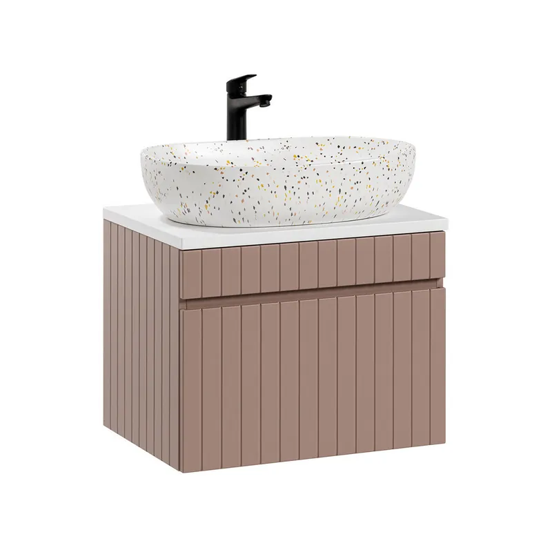 Mueble lavabo individual 60cm Zelie Rosado y Blanco - Baño