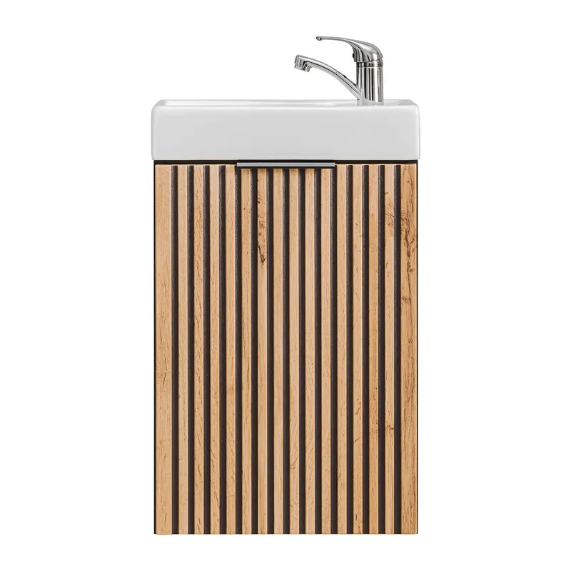Mueble lavamanos 40cm 1 puerta Gaia Madera y Negro - Baño