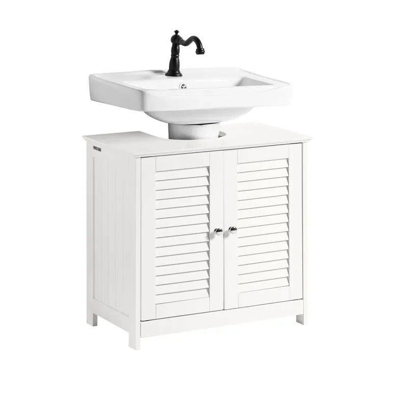 Mueble para Debajo del Lavabo Armario de Baño de Suelo 2 Estante y 2 Puertas Correderas FRG237-II-W SoBuy ES