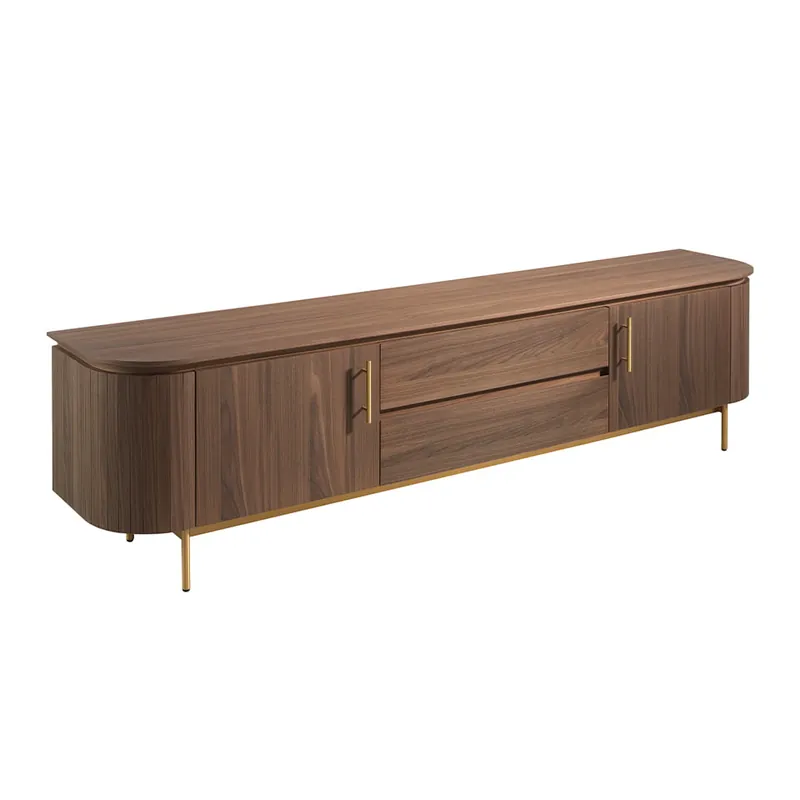 ANGEL CERDA Mueble TV nogal y acero pulido dorado - Muebles