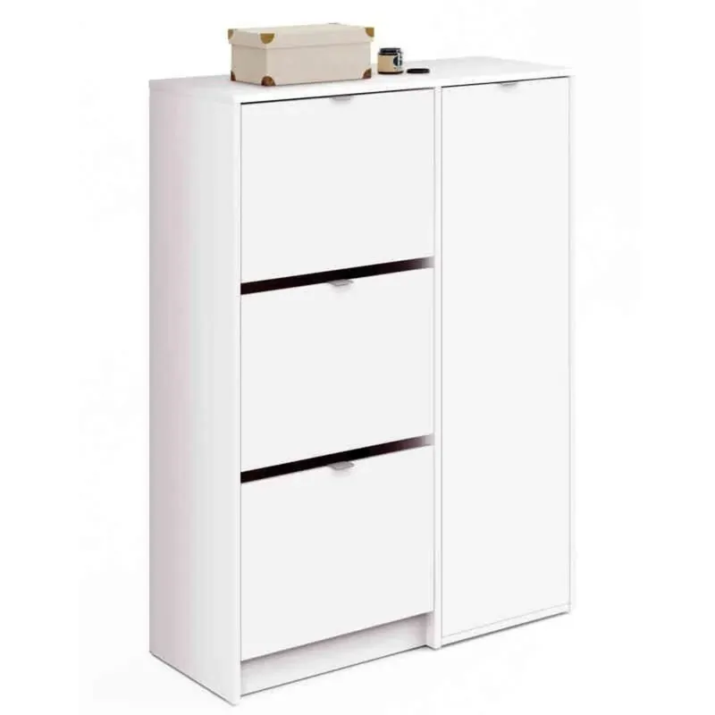 Zapatero Recibidor Multiestancia Botero en Color Roble Cambrian o Blanco con 3 Puertas y 2 Estantes Regiulables 122x85x37 cm - Muebles