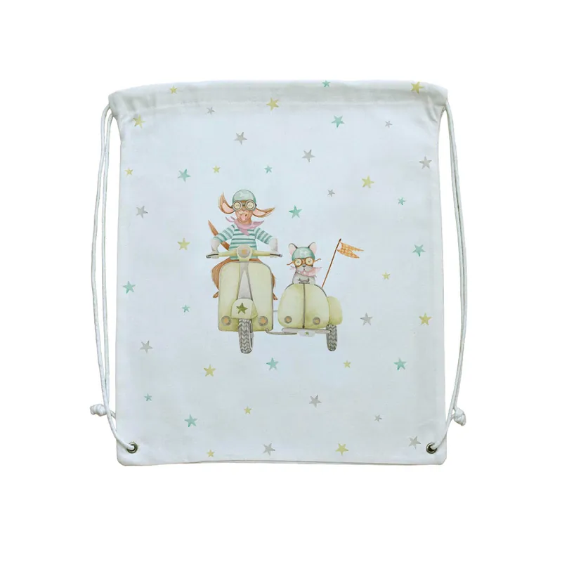 Naturals - Mochila Saquito - Cierre Cordón - Práctica y Espaciosa - 100% Algodón - Fabricada en España - Pandilla de perros
