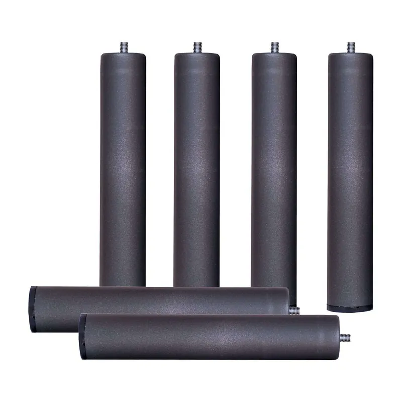 Pack de 7 Patas Cilíndricas Metalicas de 25 cm Alto, Antiruido para Base Tapizada o Somier - Descanso