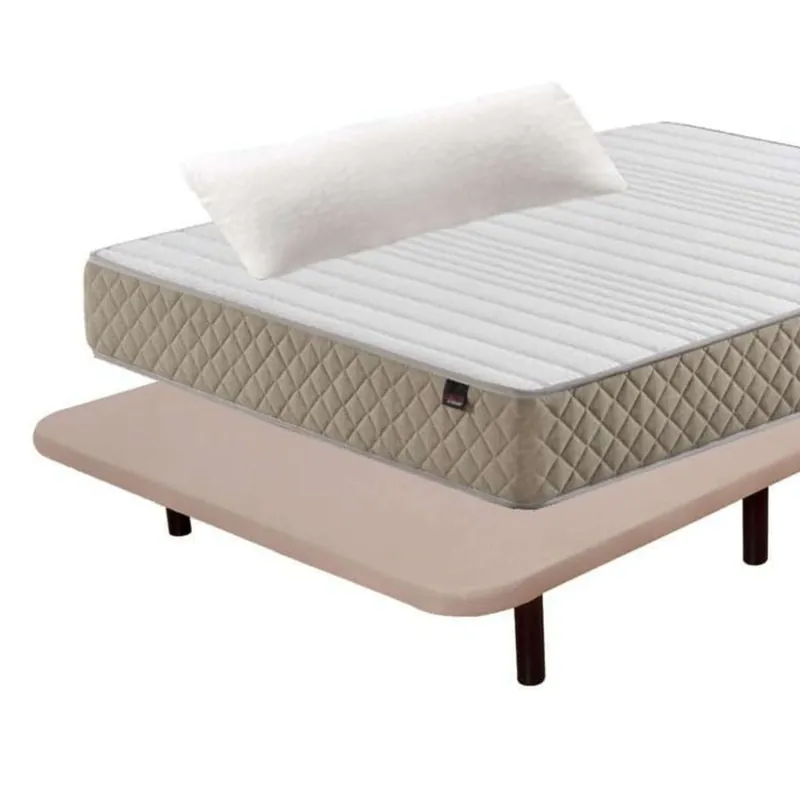 Pack Ahorro Deluxe Descanso Completo 90x190 cm (colchón + Base Tapizada + Patas + Almohada)