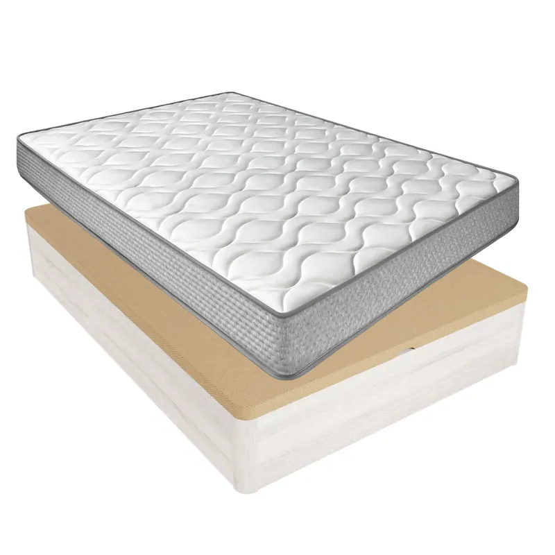 Pack Colchón Viscoelástico Brisa + Canapé Madera Abatible 90x190 con Montaje Incluido, Color Polar - Descanso