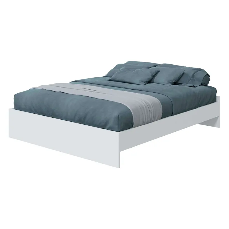 Pack Dormitorio Muebles Daylight Mesitas de Noche, Cómoda y Cama Queen Size Blanco Artik y Natur - Descanso