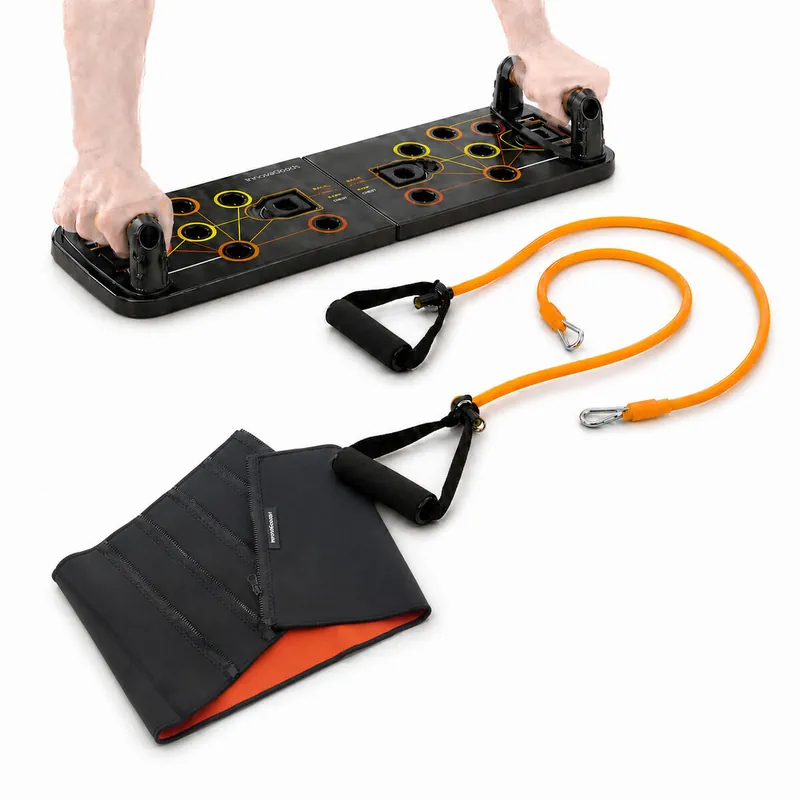 Pack Tabla de Flexiones, Bandas Elásticas y Faja Sauna InnovaGoods - Deporte
