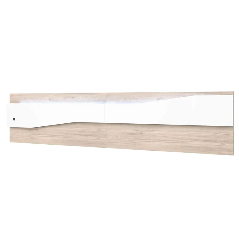 Pack de Muebles de Dormitorio Asimetric en Color Blanco y Robke Sahara formado por Cabecero, 2 Mesitas de 2 o 3 Cajones y Cómoda - Descanso