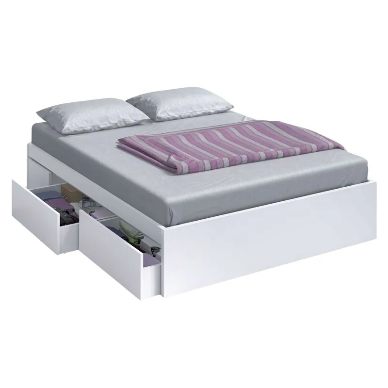 Pack Muebles Dormitorio Completo con en Color Roble Alaska y Blanco Artik Estilo nórdico (Cama + Cabecero + Mesitas + Armario) - Descanso