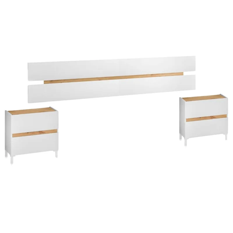 Pack de muebles de dormitorio doble Tempus en color blanco Artik y roble Nodi - Descanso