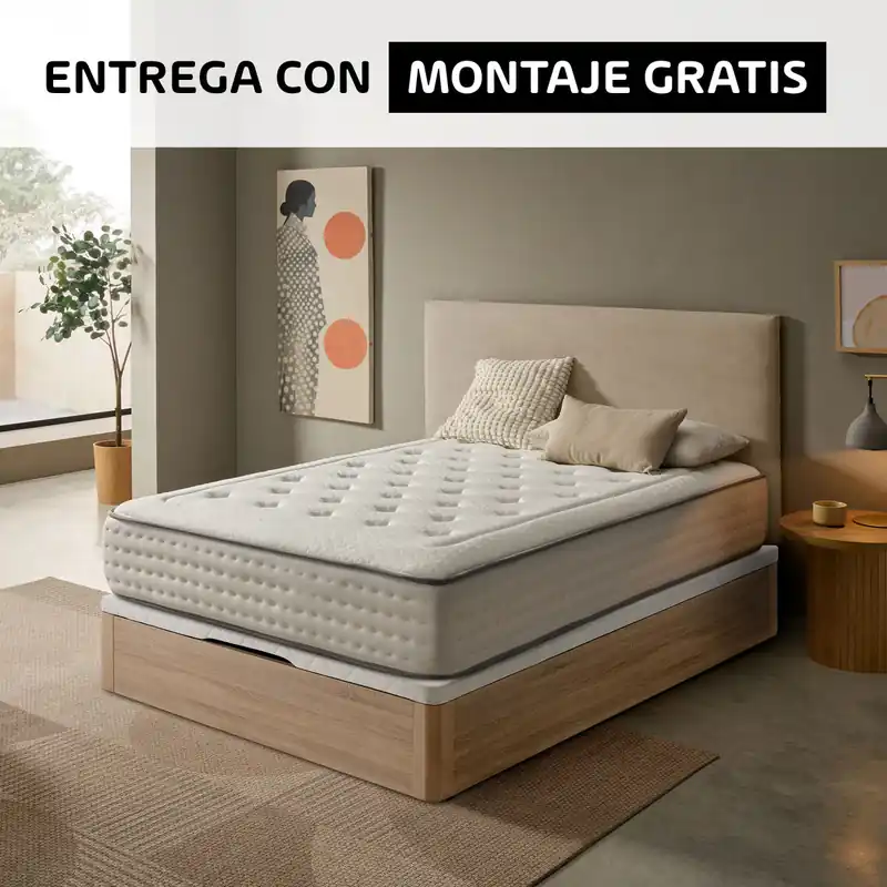 Pack ONE 90x190cm muelles y visco y canapé roble SOMNALIS - Descanso