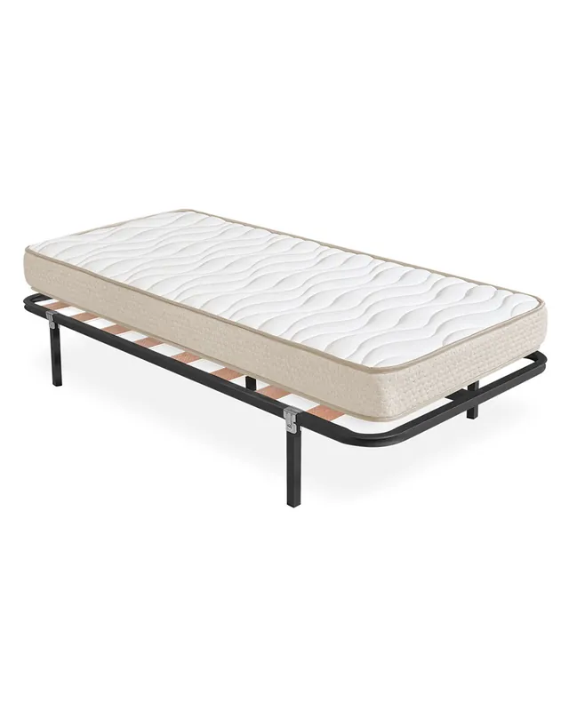 Pack somier lama ancha con Colchón viscoelástico Nova Plus 105 x 190 cm Altura 20cm Firmeza media alta Tejido Transpirable y Antiacaros - Descanso