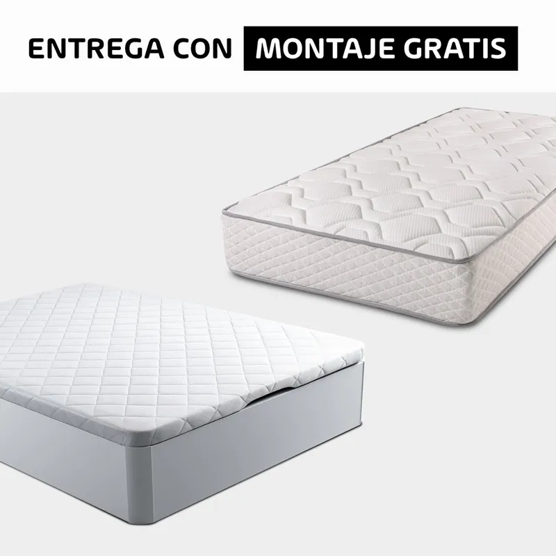 Pack SPRING 90x190cm muelles y visco y canapé blanco SOMNALIS - Descanso